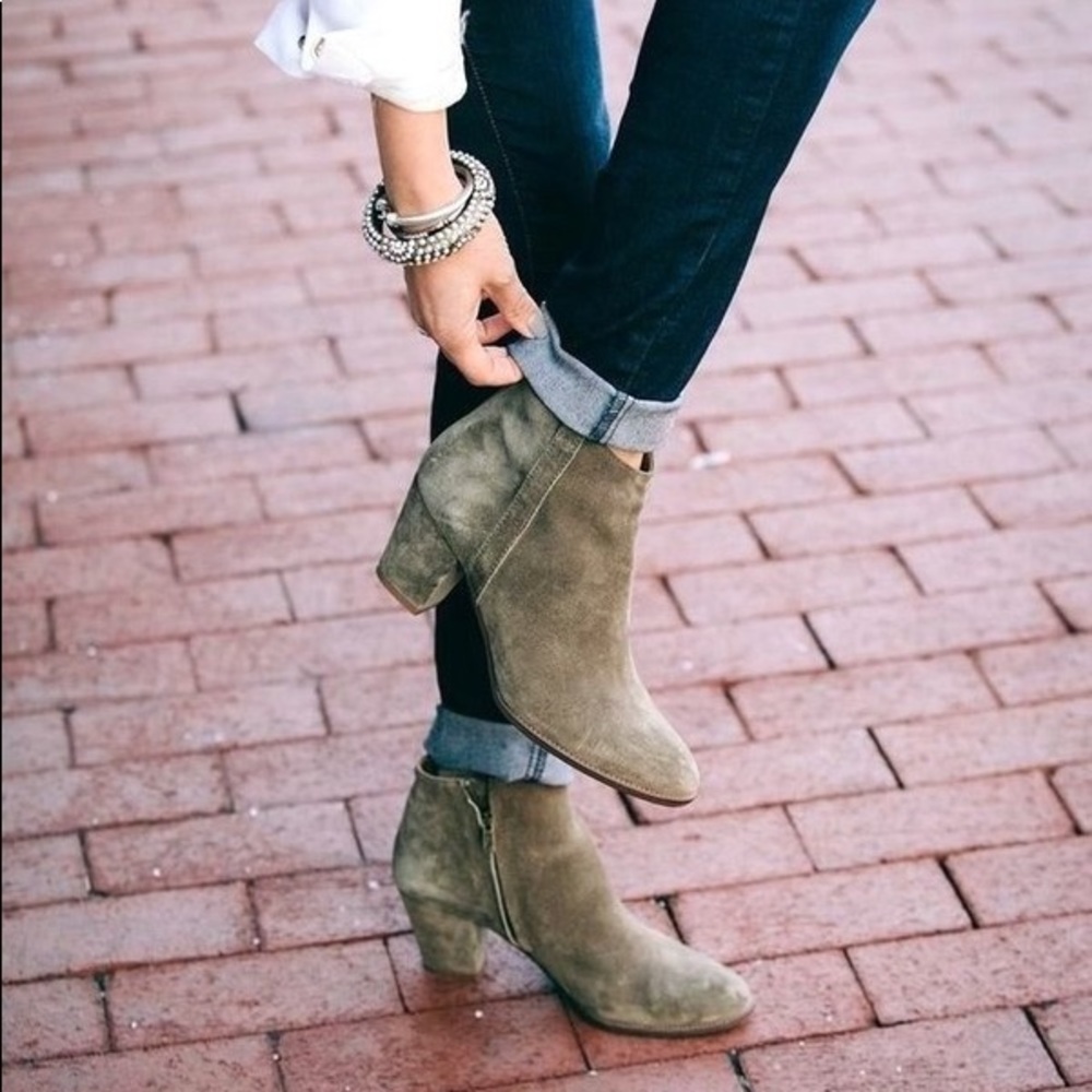 Madewell The Billie Boot in Olive Green Suede